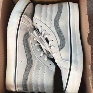 Grey and White High Top Vans